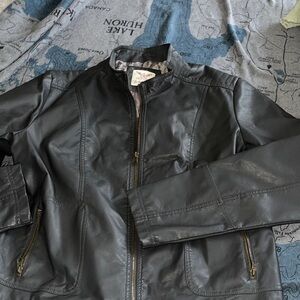 Faded Glory Women's Dark Gray Faux Leather Jacket XL